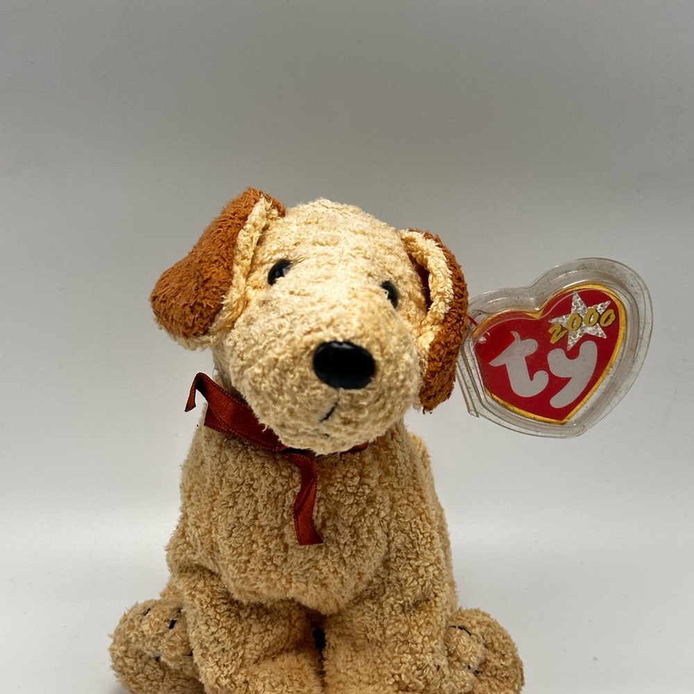 Ty Plush Dog Beanie Baby Toy Year 2000 - Collectors Item - Cream and Brown